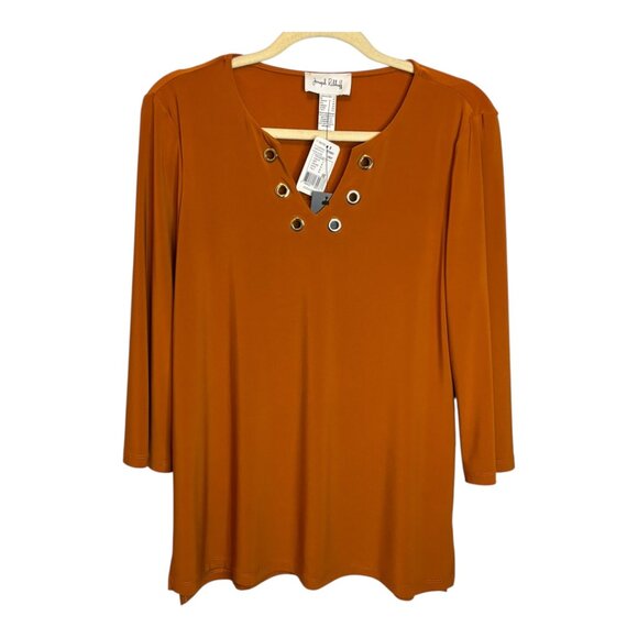 Joseph Ribkoff Blouse Women's Size US 8 UK 10 Grommets Amber Stone NEW - Picture 1 of 4